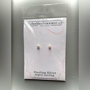 NEW - Cherished Moments Children's Sterling Silver Pearl Earrings